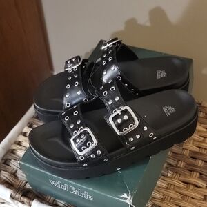 Wild Fable Black Sandals with Metallic Accents